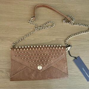 Authentic Rebecca Minkoff Studded Wallet on a chain in Taupe. New with tags